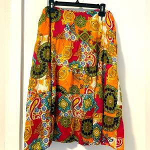 Paisley bright patterned skirt